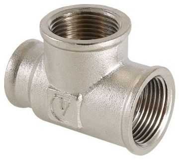 Тройник Valtec 1/2"х3/4"х1/2" ВР с внутренней резьбой переходной латунный никел. VTr.750.RN.040504