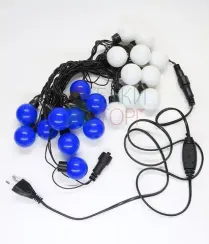 Светодиодная гирлянда Шарики, 5 м., 20 сине - белых LED ламп 40 мм, 220V, черный ПВХ, Beauty Led (HB20-11-2BW)