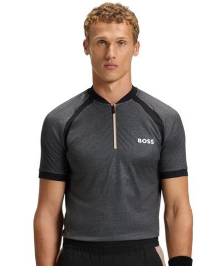 Теннисная футболка BOSS Matchball TOC Zip-Neck Slim-Fit - black