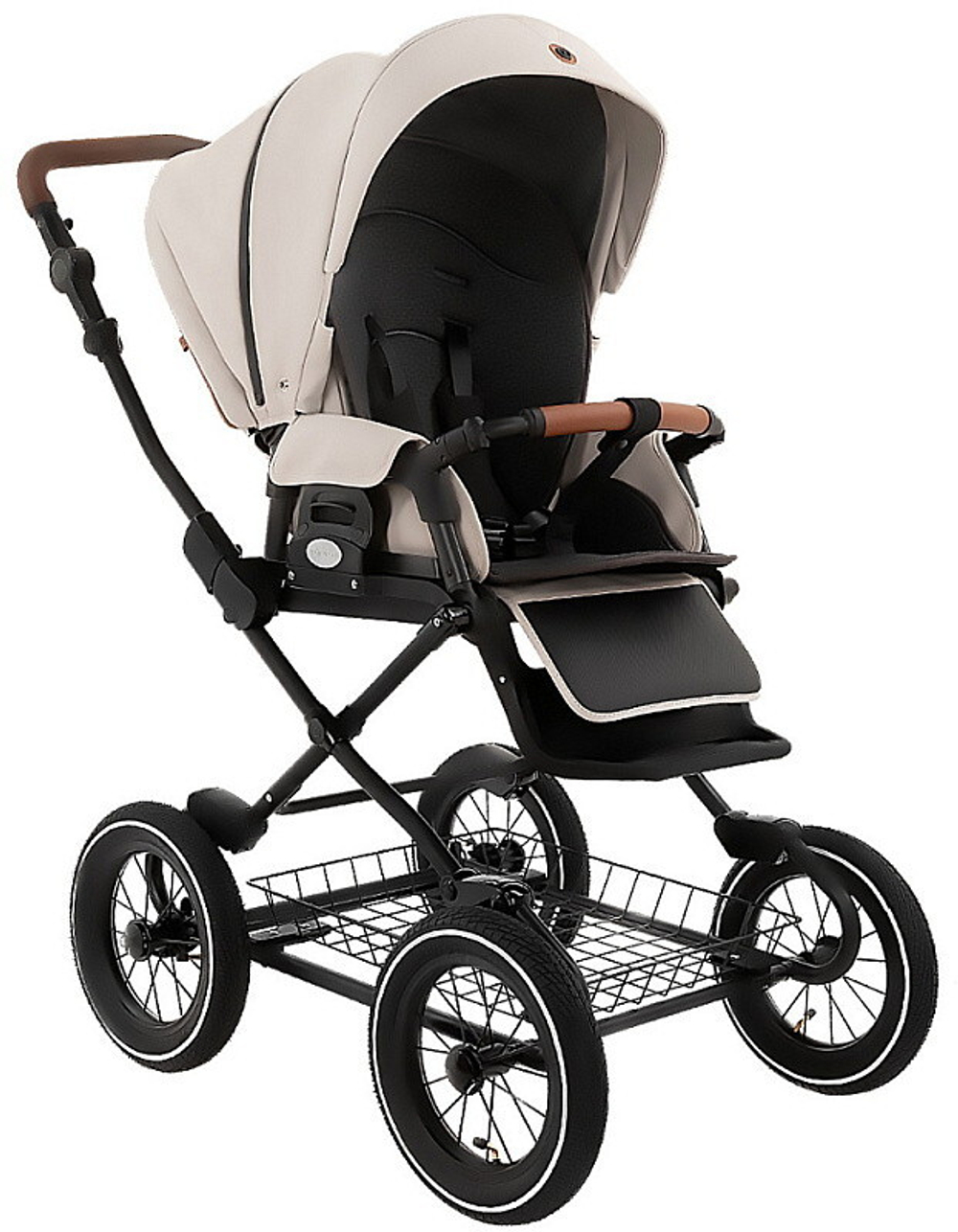 Детская коляска Roan Bass Next Classic Кожа d12 3 в 1 с автокреслом Elo Lux Black RCL301/1 Island Stone