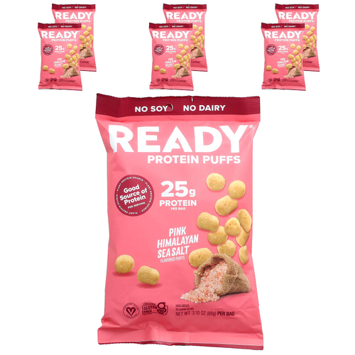 Ready, Protein Puffs, розовая гималайская морская соль, 6 пакетиков по 88 г (3,1 унции)
