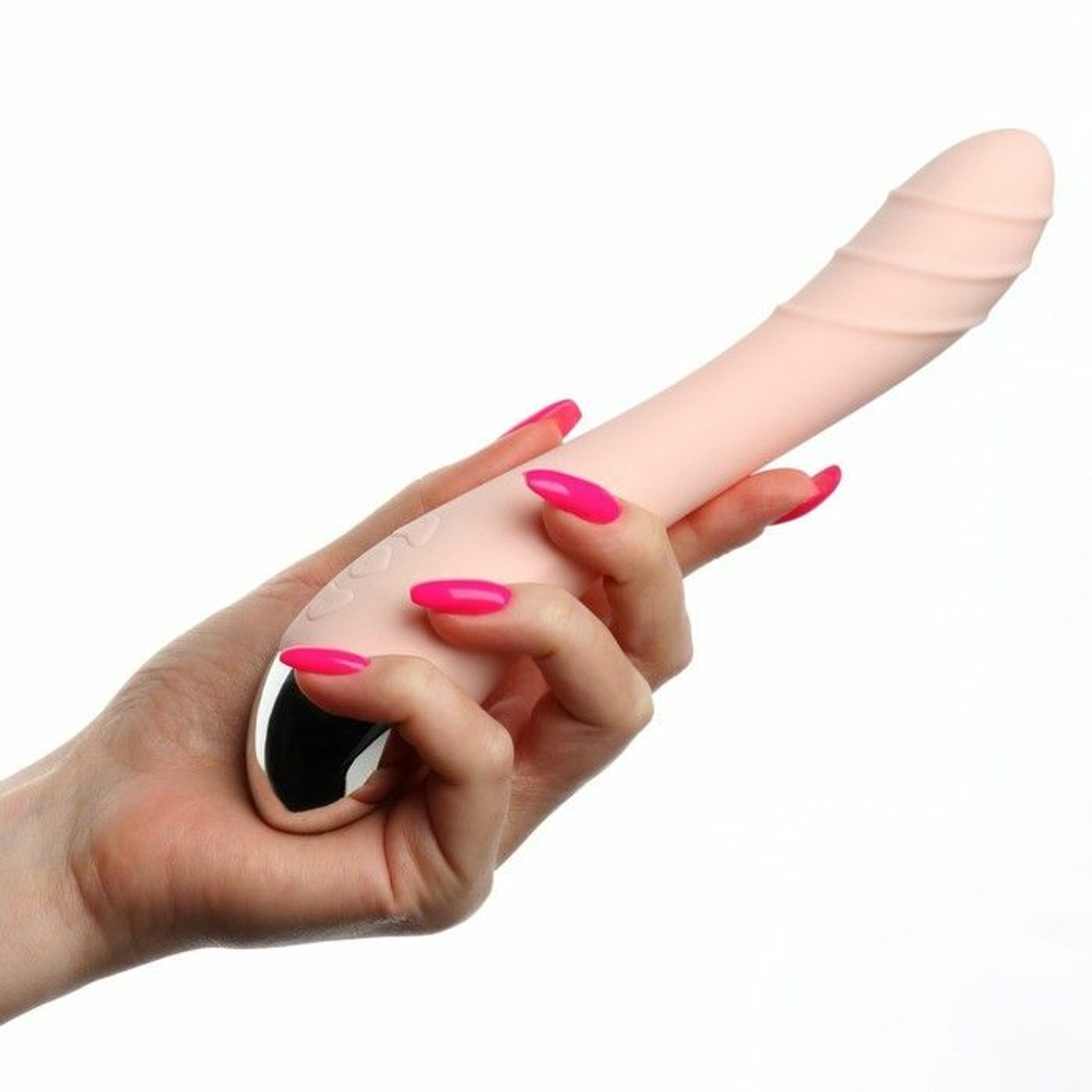 Нежно-розовый вибратор для стимуляции точки G - 22 см. (Цвет: нежно-розовый)