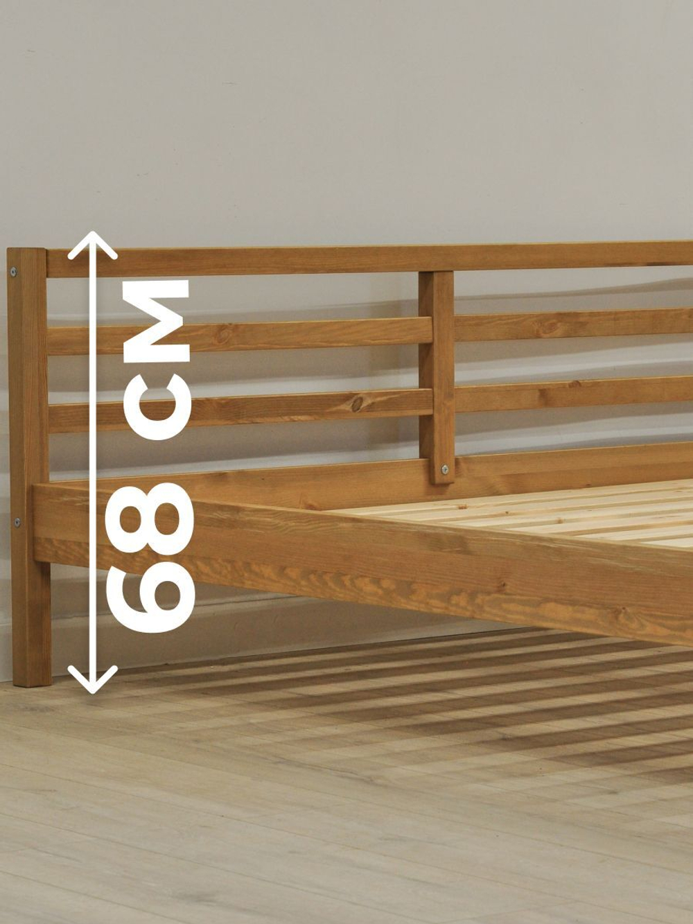 Кровать двуспальная 180x200 Тарва из сосны c настилом, бейц