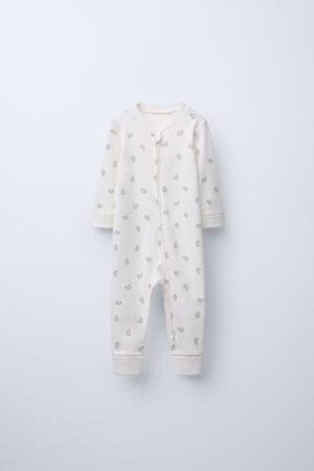 ZARA КОМБИНЕЗОН С ПРИНТОМ «ШНУРОК», ЭКРЮ