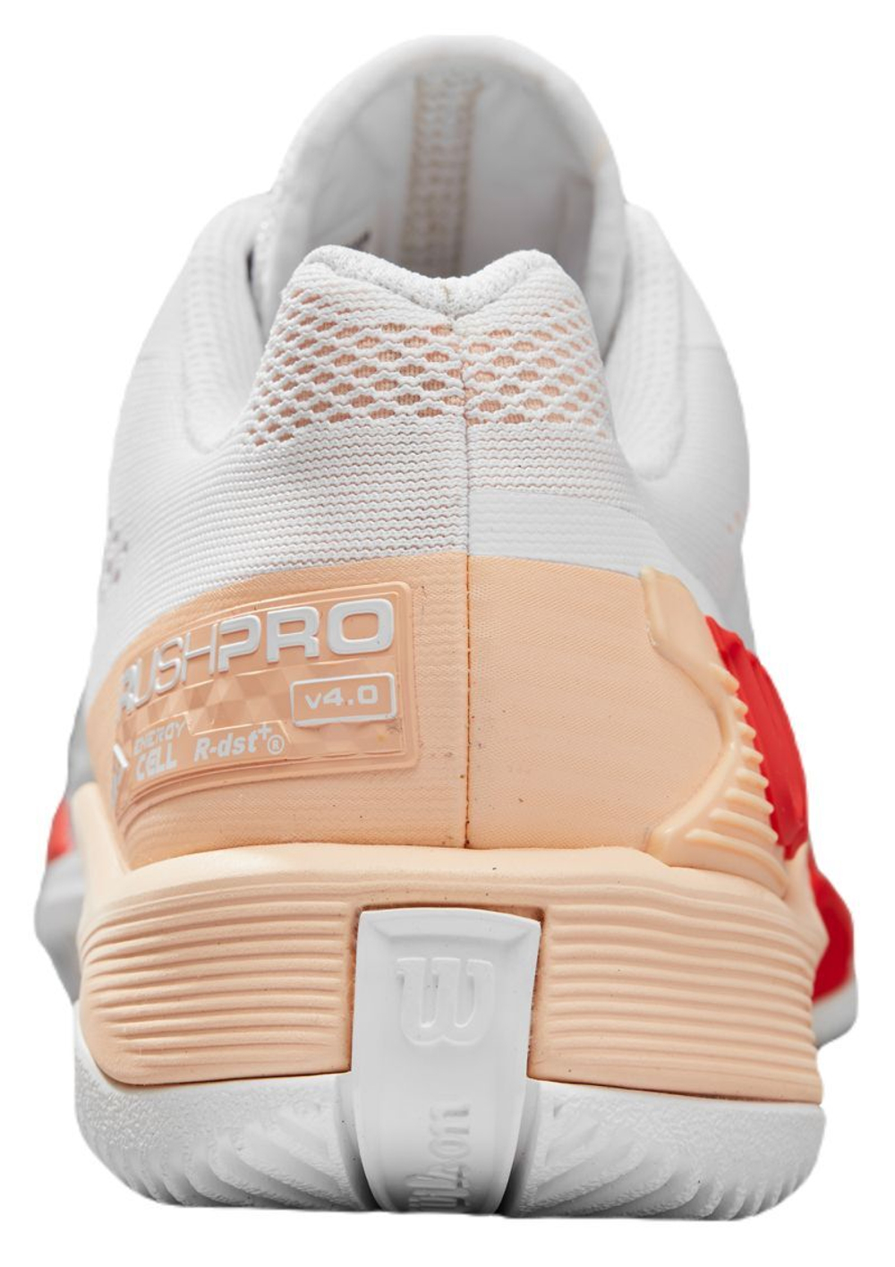 Женские Кроссовки теннисные Wilson Rush Pro 4.0 - white/peach parfait/infrared