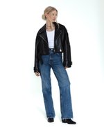 Укороченная косуха Oversize с крестами, Черная