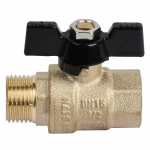 Кран шаровый латунный 1" вн/нар бабочка, полный проход TIM DE1221