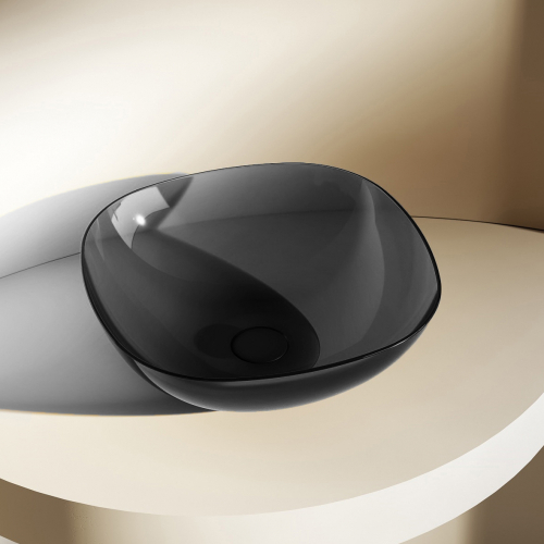 Раковина накладная прозрачная ABBER Kristall AT2806Onyx черная