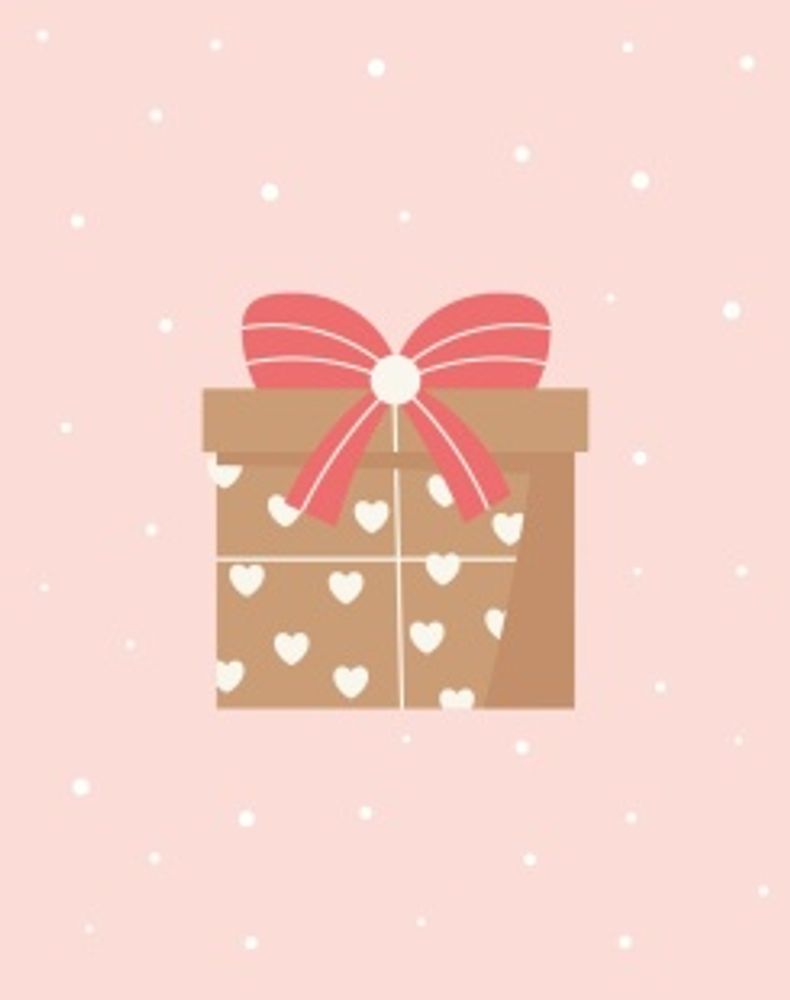 Мини - открытка, Подарок, Розовый, 7,5*9,5 см, 10 шт.