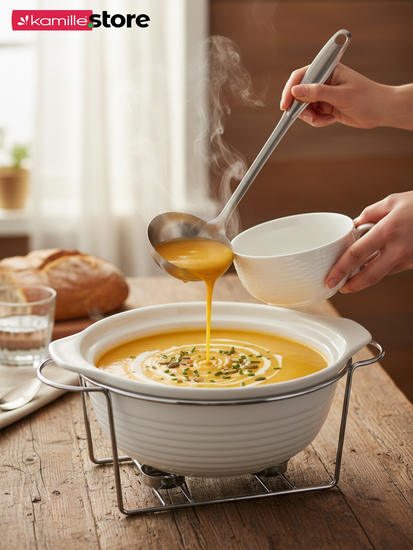 Мармит керамический 2,4 л. круглый Kamille КМ 6401 подставка на 2 свечи