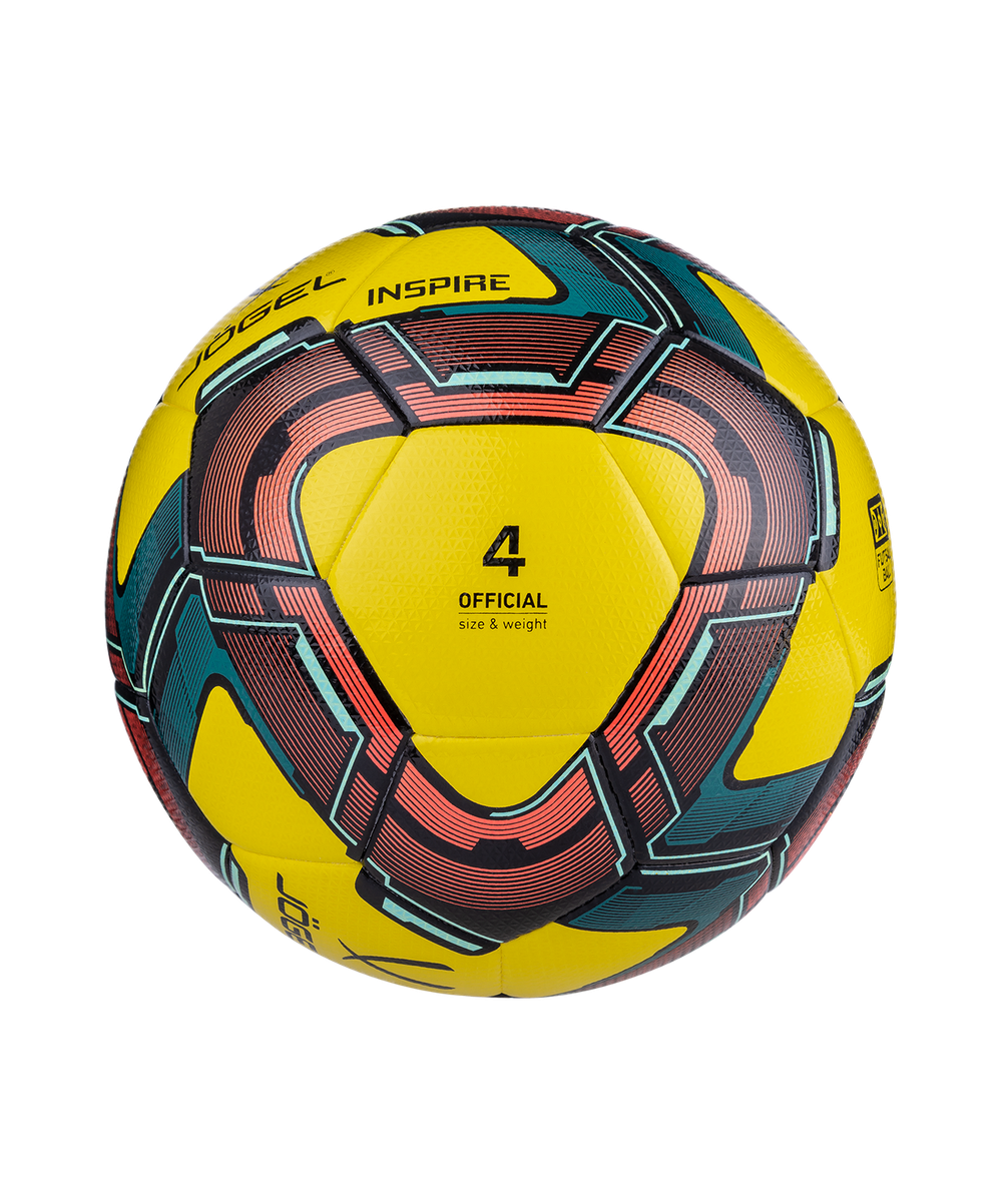 Мяч футзальный Inspire №4, желтый/черный/красный