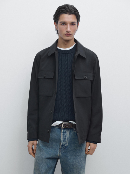 Massimo Dutti Короткая куртка с карманами, темно-синий