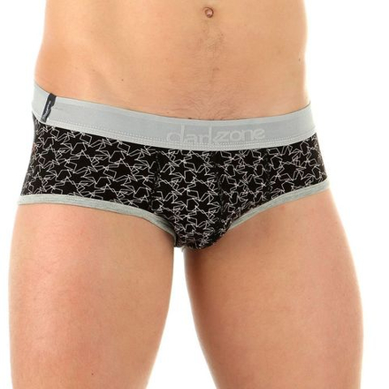 Мужские брифы черные с принтом  и серой резинкой  DARKZONE DZN6908