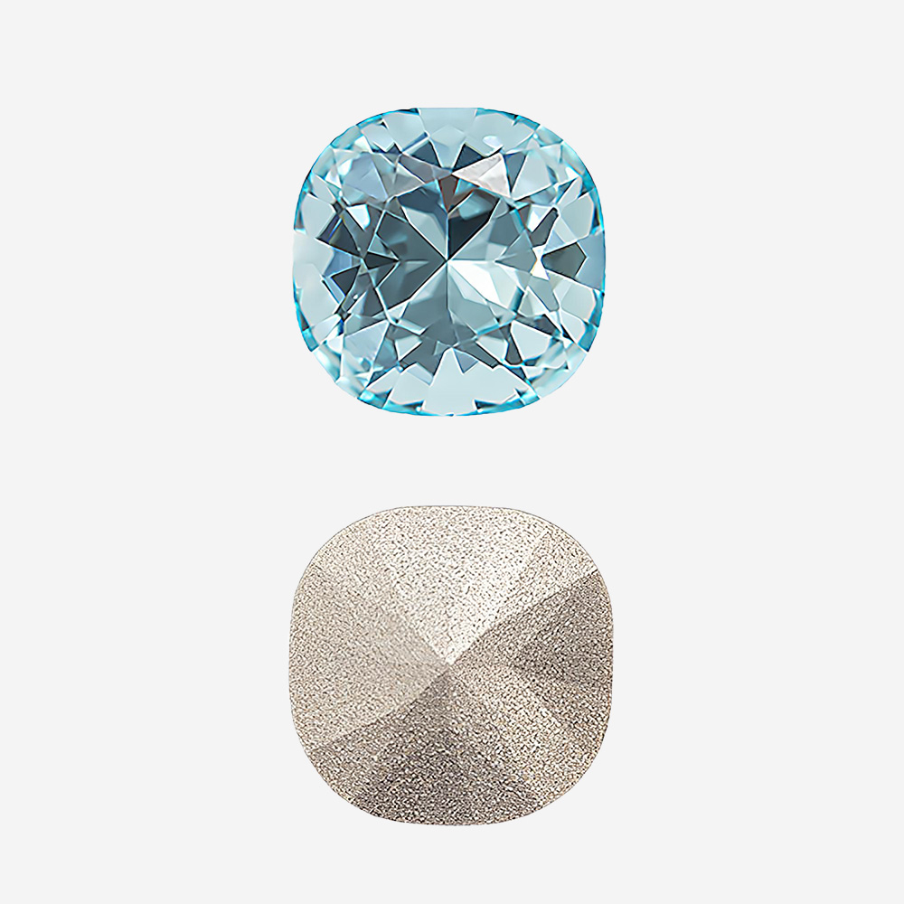 Кристалл Кушон (Сushion), оттенок "Аквамарин"/"Aquamarine", 12мм