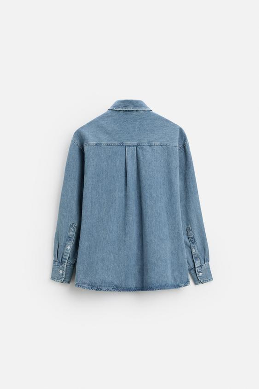 ZARА ДЖИНСОВАЯ РУБАШКА RELAXED FIT, ГОЛУБОЙ