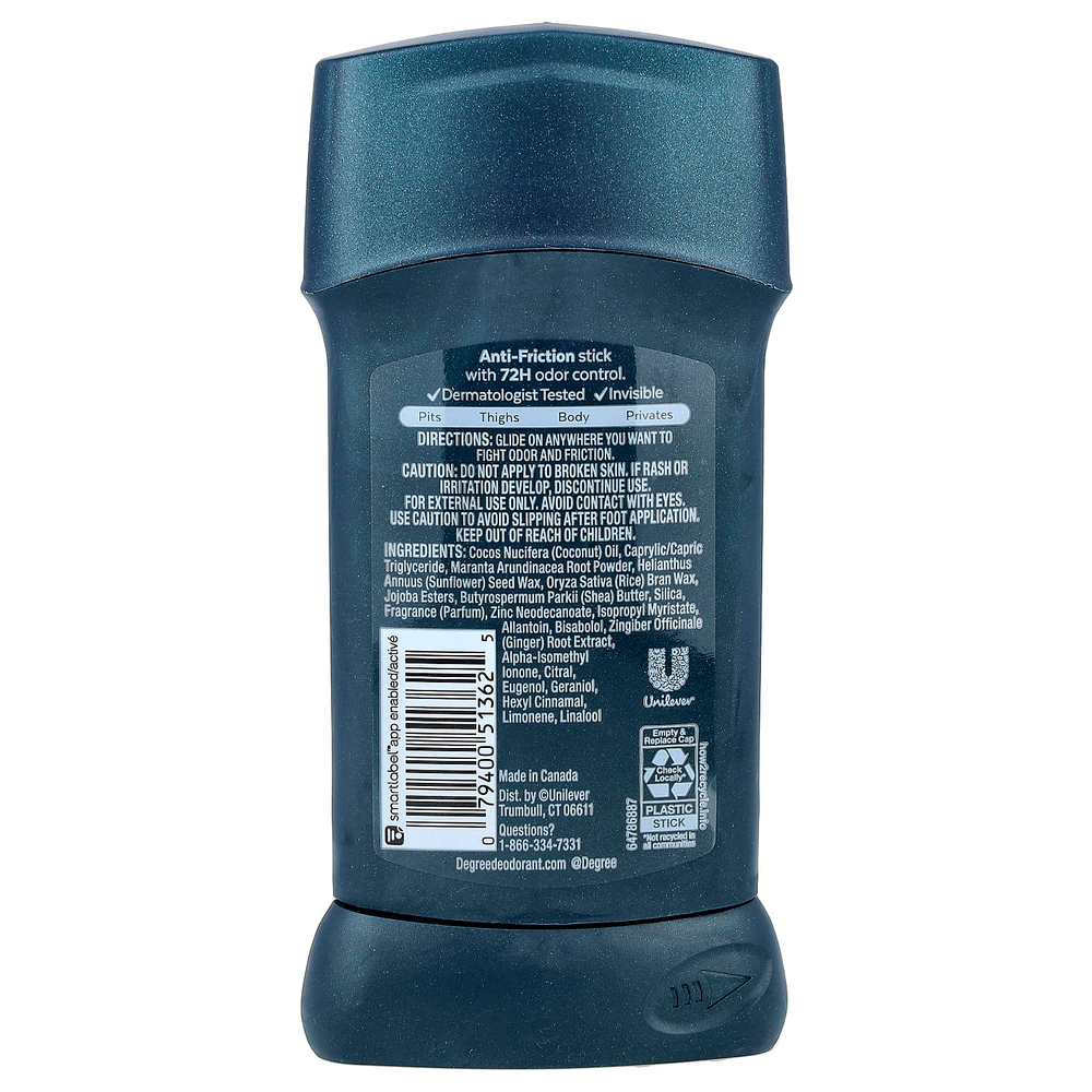 Degree, Whole Body Deo, дезодорант-стик, предотвращающий трение, Ocean Rush, 85 г (3 унции)