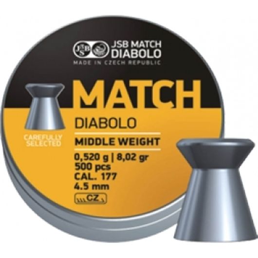 Пули JSB MATCH DIABOLO Middle Weight (Yellow) 4,5 мм 0,52 г 500 шт