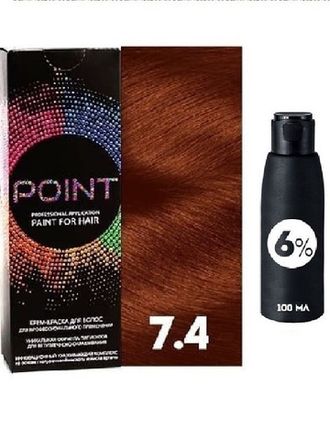 POINT. ПРОМО Краска для волос для проф.прим., тон №7.4, Средне-русый медный + 6% оксид, 100/100мл*