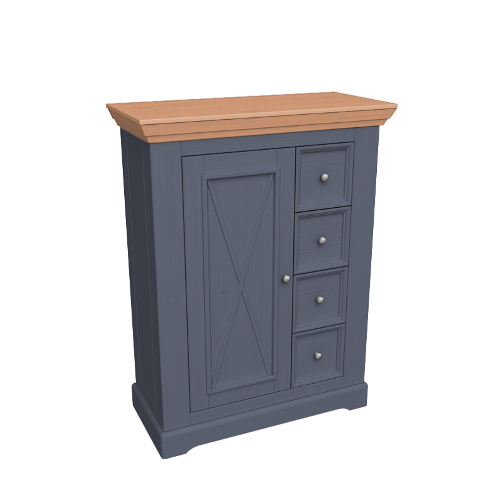 Комод «Форест» 1 дверь 4 ящика серый 7012/бейц-масло