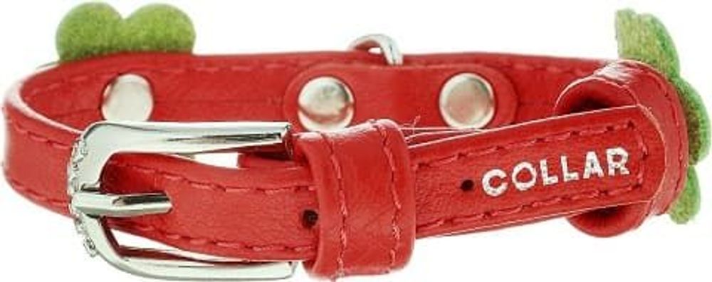 Ошейник "CoLLaR Glamour" с украшением аппликация (ширина 9мм, длина 18-21см) красный