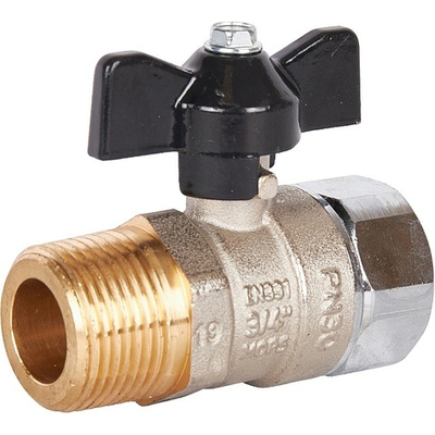 Кран шаровой с накидной гайкой STOUT 3/4"x3/4" НР/накидная гайка (бабочка)