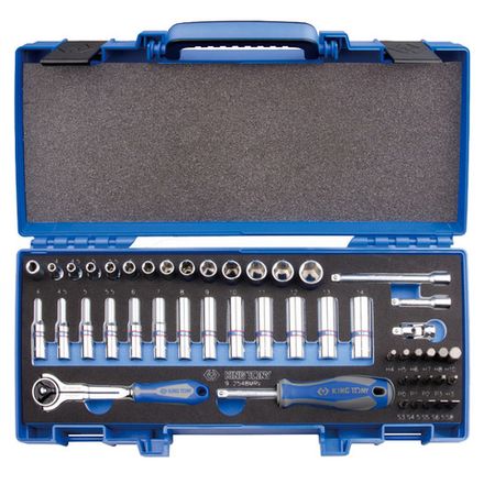 Цена на KING TONY (2548MRV) Набор торцевых головок с принадлежностями 1/4", 6-гранные, 4-14 мм, 48 предметов