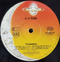 Винтажная виниловая пластинка LP J.J. Cale Troubadour (Germany 1977)