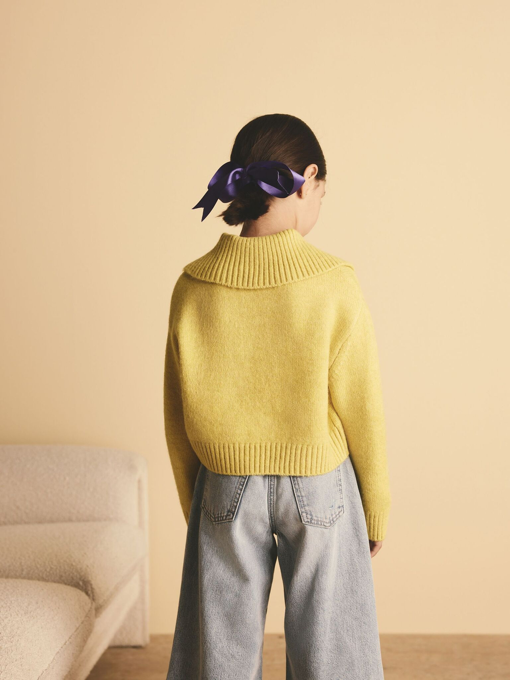 Джемпер с воротником для девочки Next N79-870, Оливковый