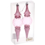 Елочные игрушки «Искры» 5*5*19 см (набор 2 шт), Розовый