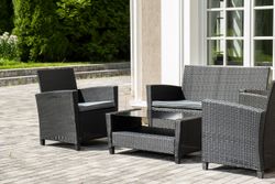 "Вашингтон" лаунж-зона из искусственного ротанга на 4 персоны, цвет черный