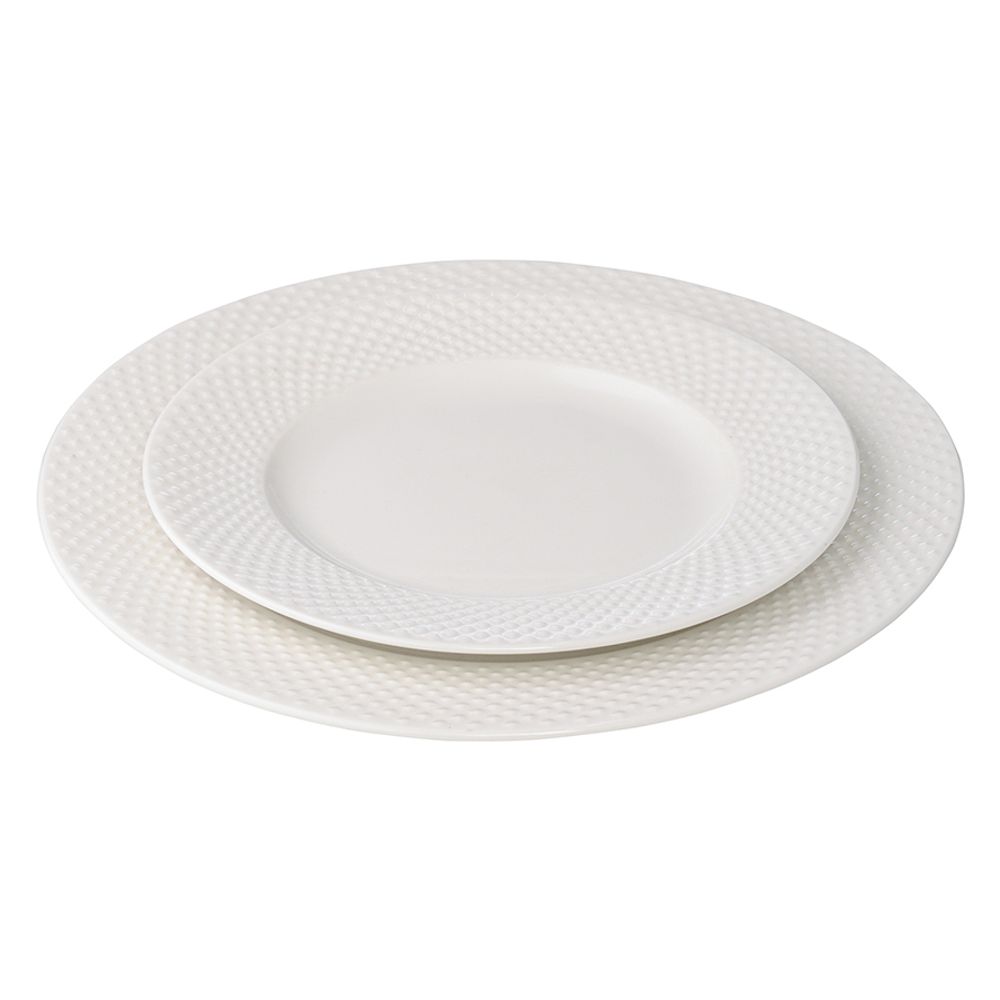 Набор из двух тарелок белого цвета с фактурным рисунком из коллекции Essential, 22 см