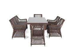 "Катания" обеденная группа плетеная на 6 персон, цвет коричневый