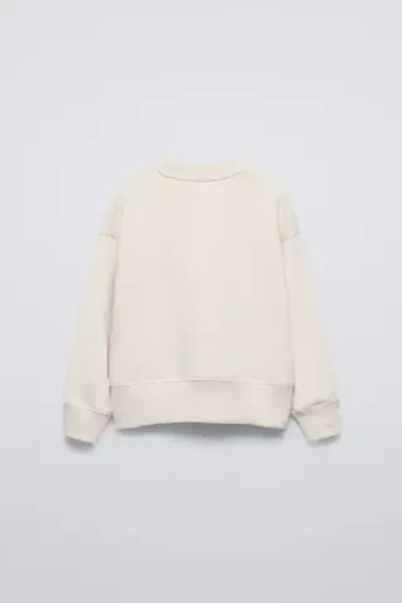 ZARA ОДНОТОННАЯ ТОЛСТОВКА, ЭКРЮ