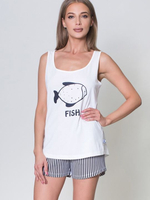 Оригинальная пижама с шортами в полоску (Размер: XL) (Цвет: белый с черным)