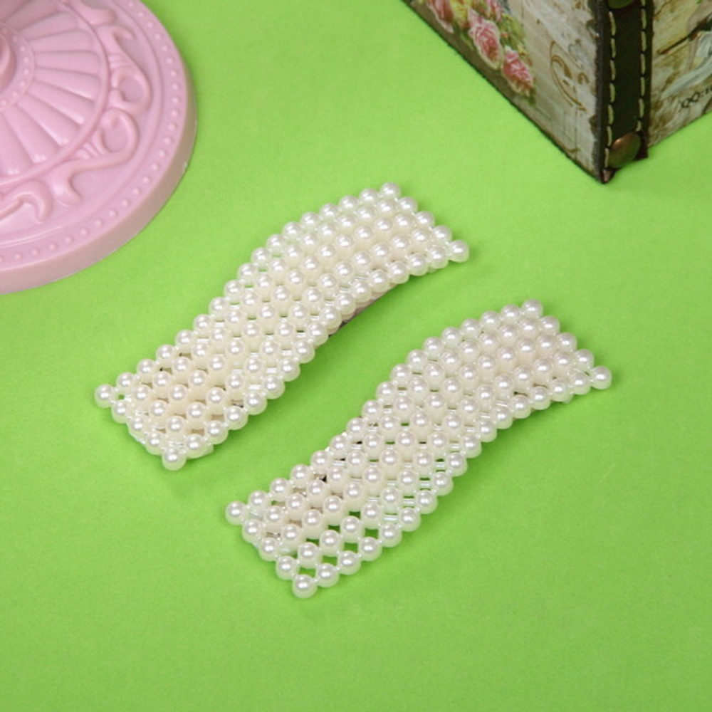 Зажимы для волос 2шт «New collection», волна, цвет белый, 7*2,3см