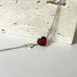 Браслет Сердца с вишневым янтарем