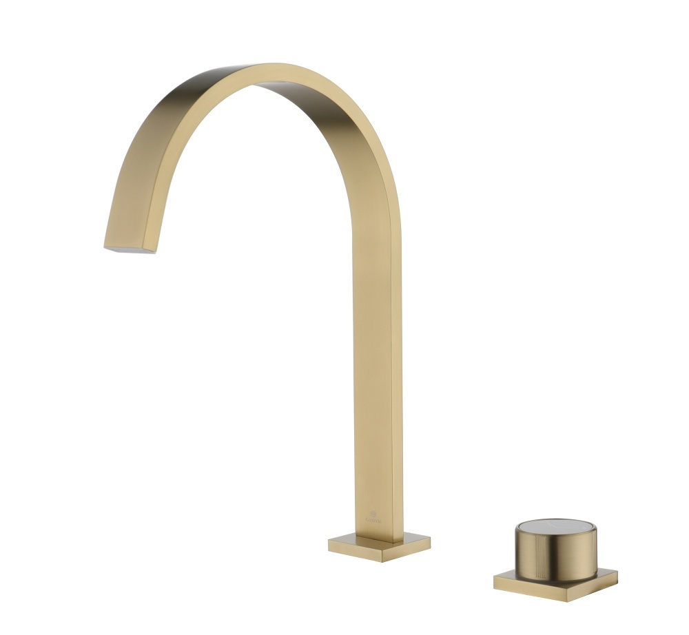 01112-S Смеситель на борт раковины (2-отв,Мат. Золото)  GANZER (10/1шт)