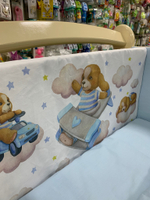 Комплект в кроватку 6 предметов "Собака с машинкой голубой", сатин