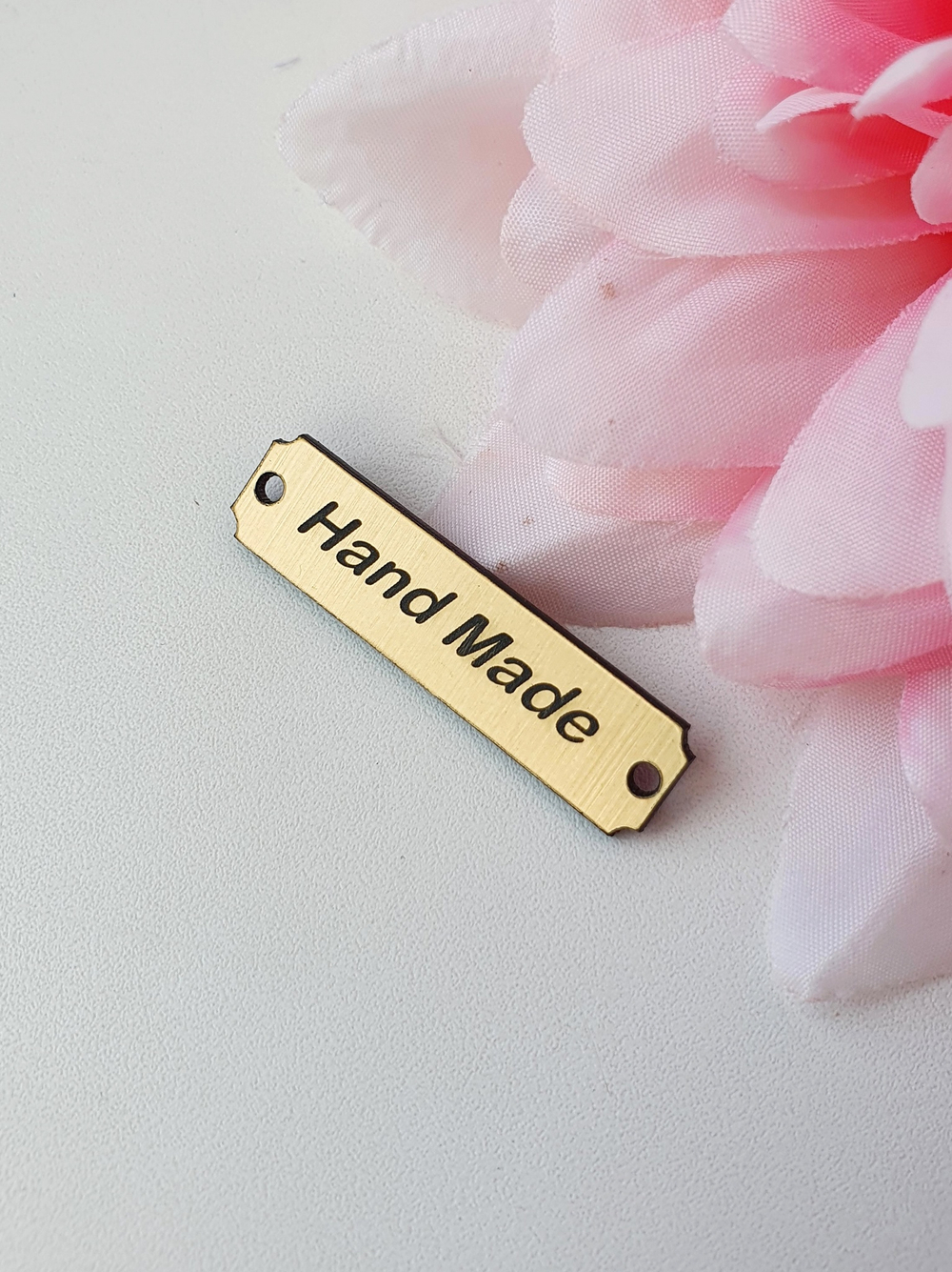 Tag "Hand made" 1.5x10x40, Gold, plastic