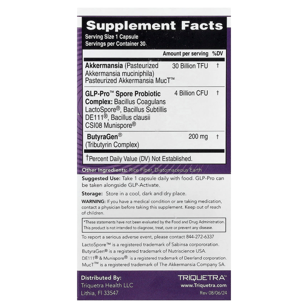 Triquetra Health, PX Therapeutics™, GLP-Pro™ GLP-1, пробиотики и постбиотики, 30 капсул