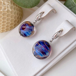 LEFIREL' Серьги серебряные женские "Волшебство ночи" с бусинами из муранского стекла / ювелирные украшения из родированного серебра 925