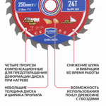 Диск пильный по дереву PIT  250x30x2,2 мм, 24T Carbide, зуб ATB 15° (ACTW14-250T24)