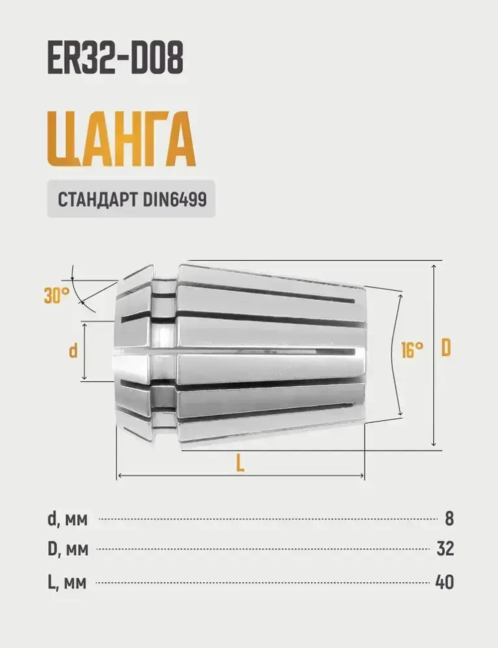 ER32-D08 цанга с точностью 0,008