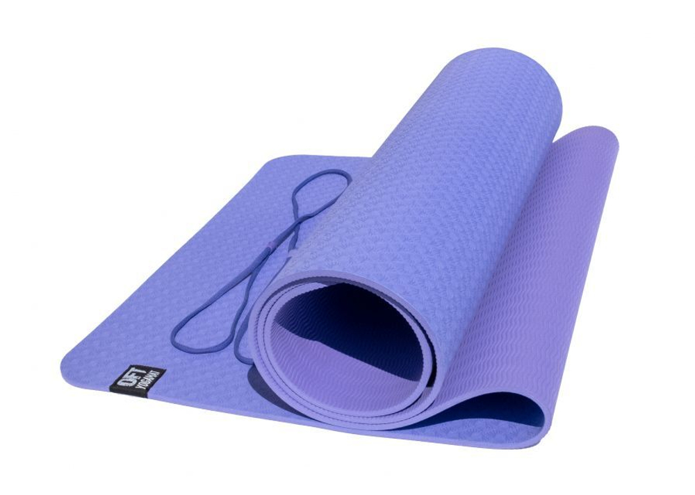 Коврик для йоги OFT 6 мм двуслойный TPE фиолетово-сиреневый