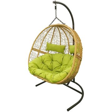 Подвесное кресло Флора двойное с оливковой подушкой
