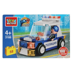 Конструктор пластмассовый 58эл. "Полицейский на машине" 3166-PZ (Город мастеров)