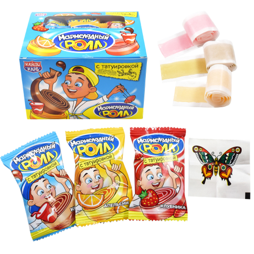 Мармелад  "МАРМЕЛАДНЫЙ РОЛЛ" с татуировкой 12гр*36шт*12 блоков.
