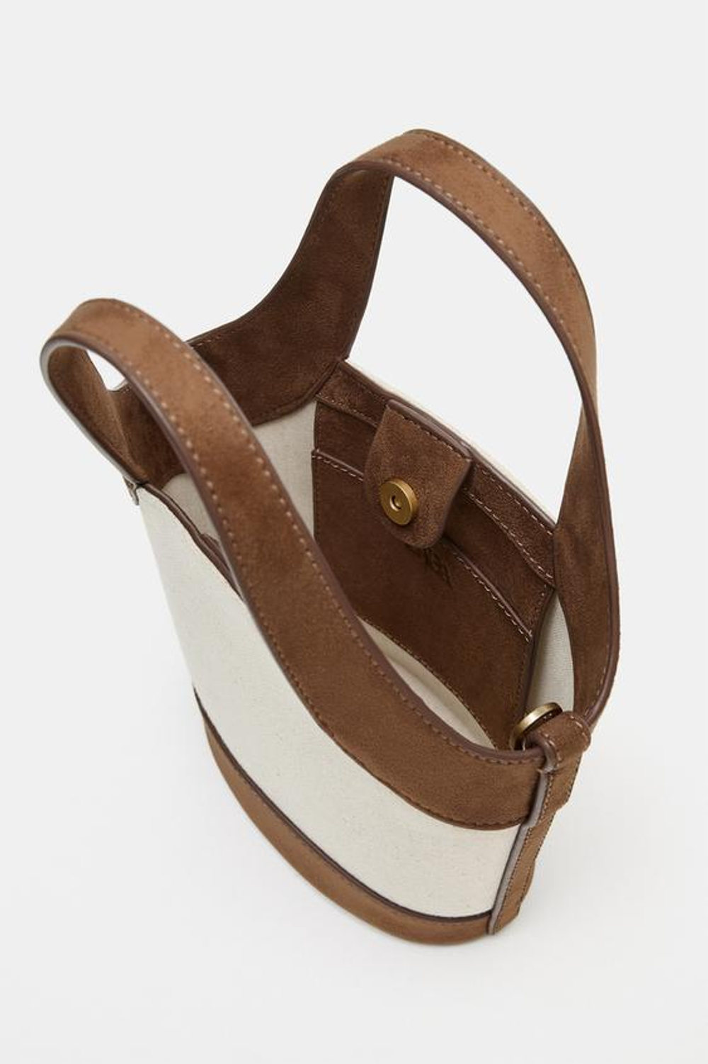 ZARA ХОЛЩОВАЯ СУМКА С ПЛЕЧЕВЫМ РЕМНЕМ, КОРИЧНЕВЫЙ