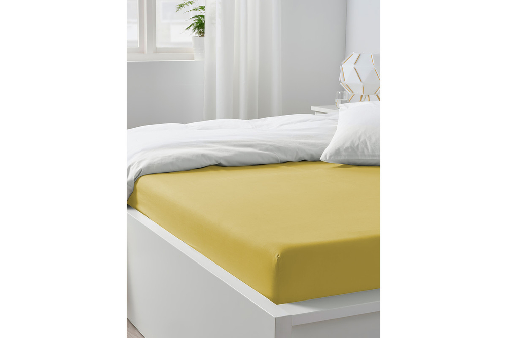 Простынь GoodNight Сатин 180х200х20 Горчичный на резинке