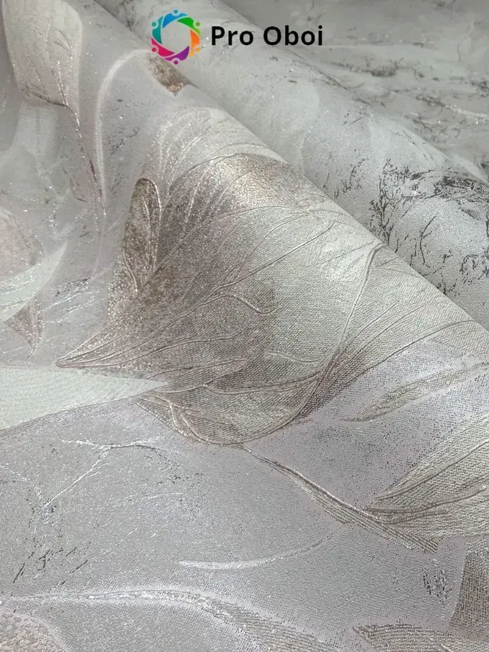 Gomel-FOX Обои флизелиновые метровые Chloe, вспененный винил серый с розовым оттенком цветы, в спальню, в прихожую, в кухню, длина 10м ширина 1.06м